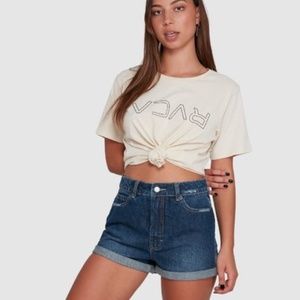 RVCA Hi Roller Shorts High Waisted Denim Jeans Size 26